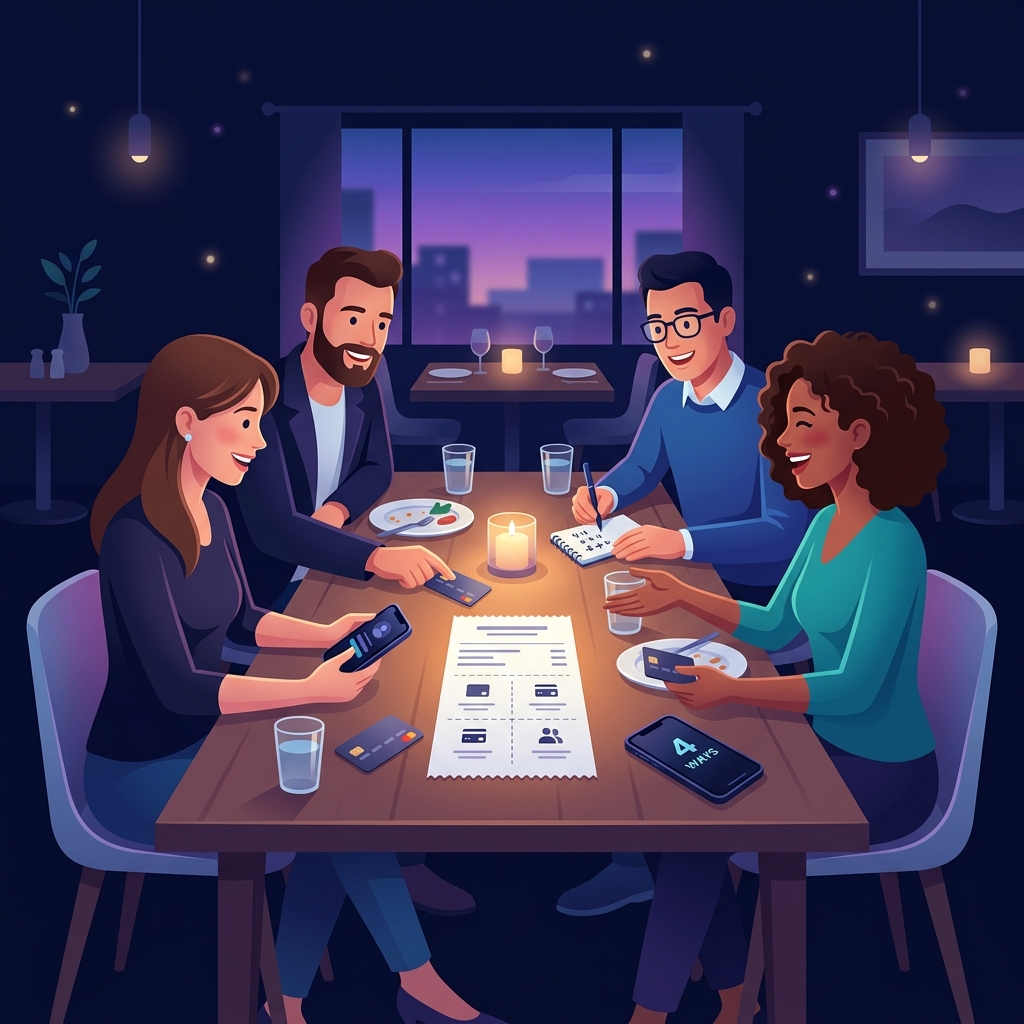 Friends splitting a restaurant bill