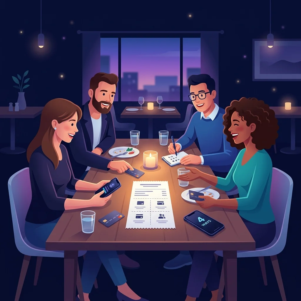 Friends splitting a restaurant bill