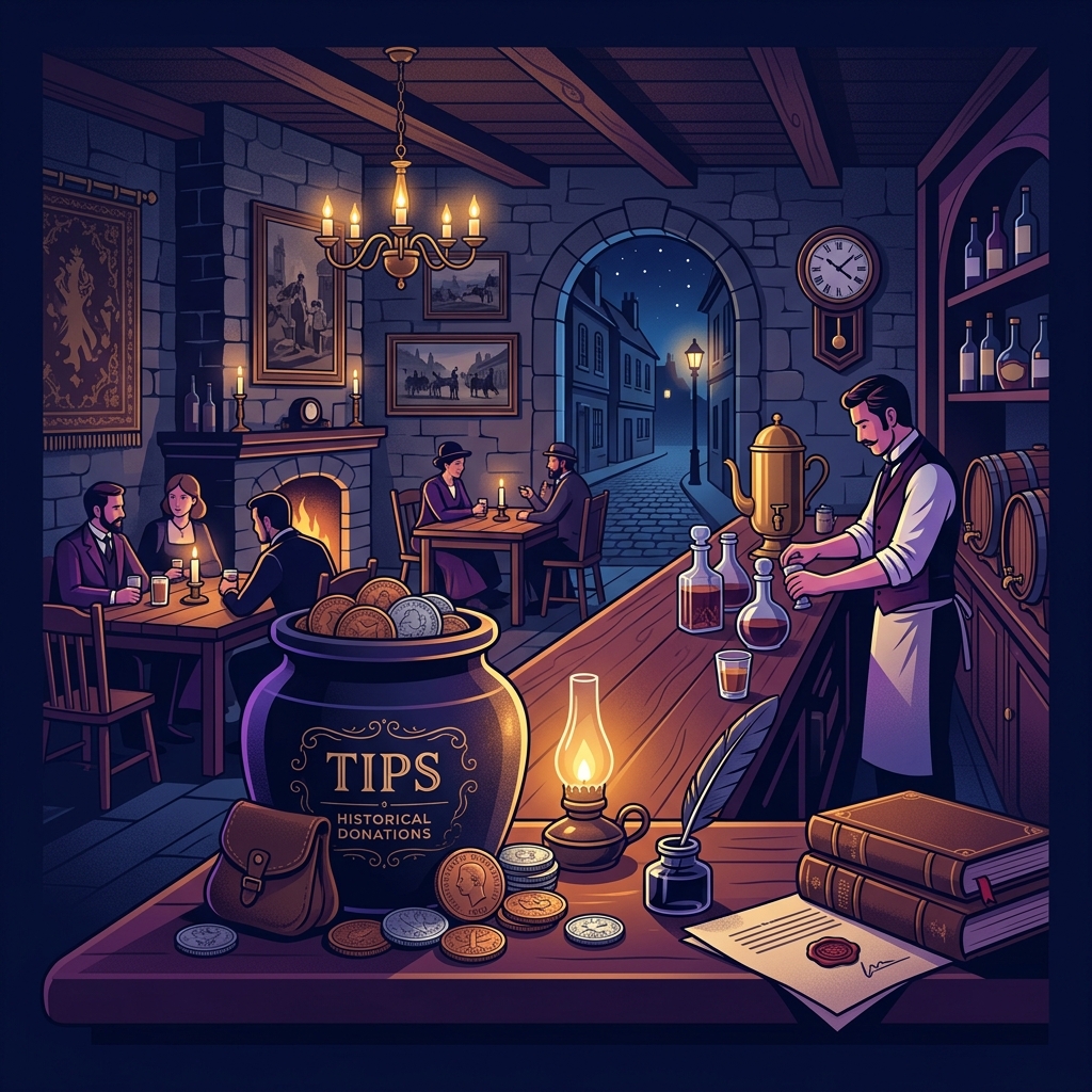 Historical coffee house with tip jar