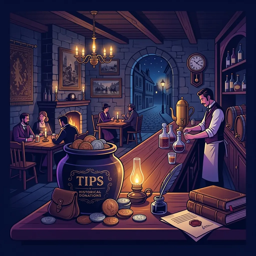 Historical coffee house with tip jar