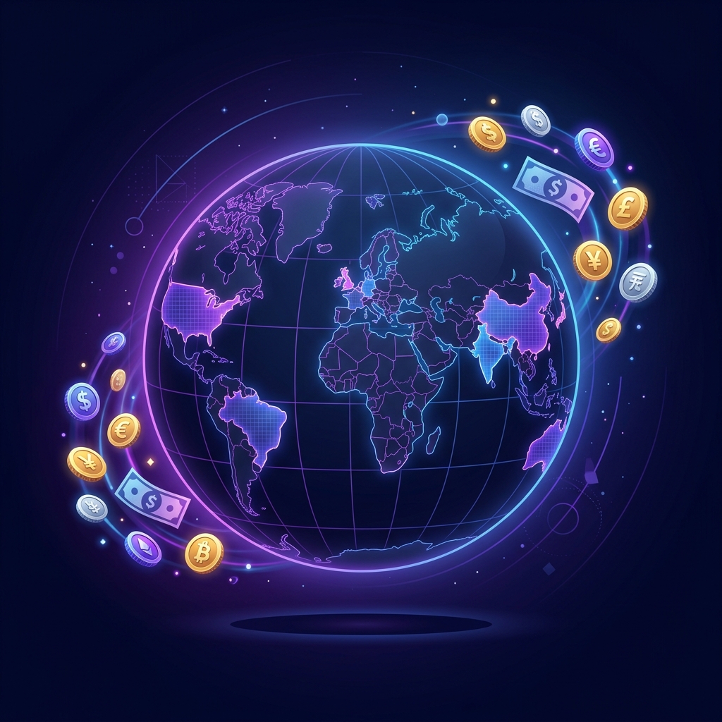 Tipping etiquette around the world — globe with currencies